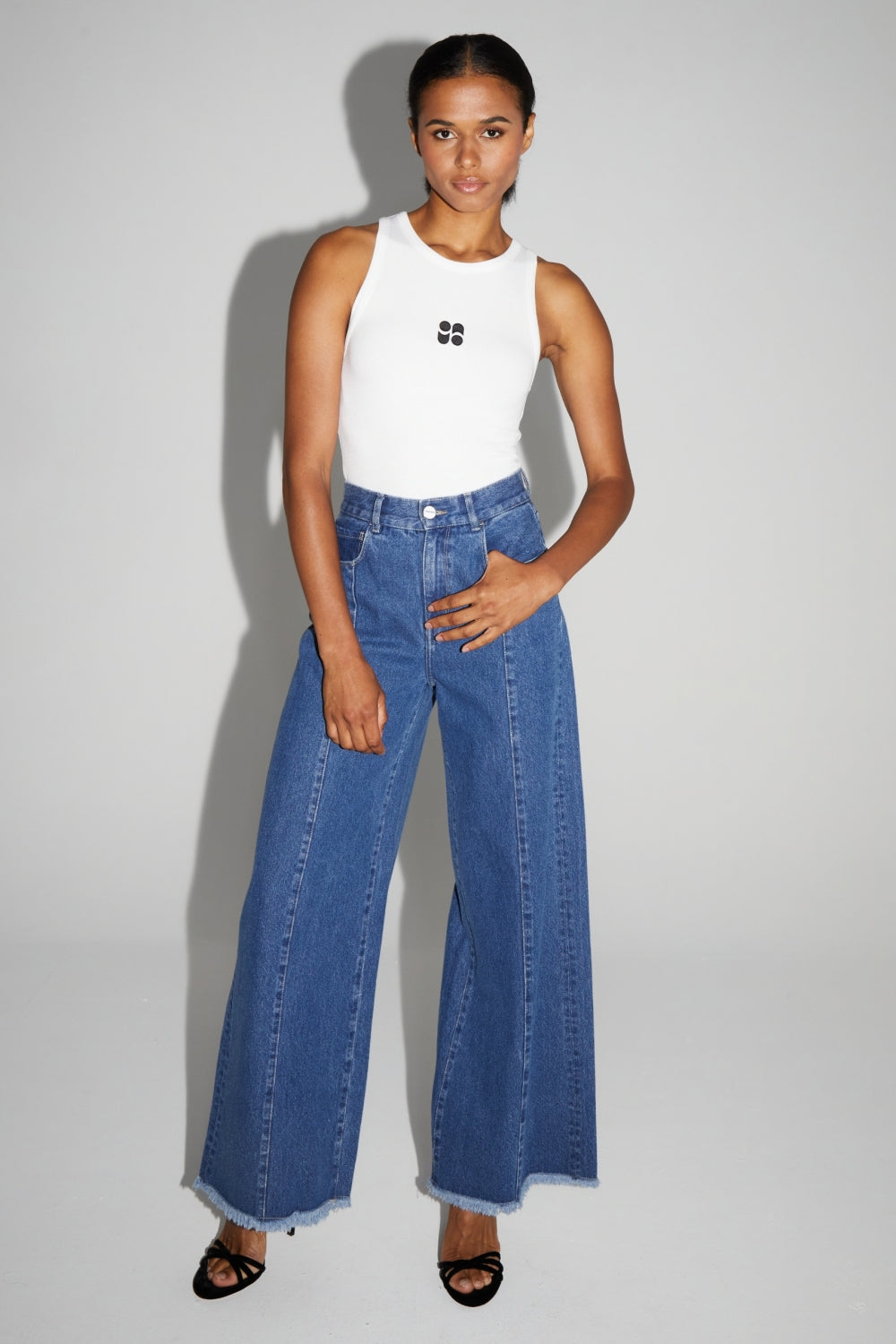 Denim Swiggy Palazzo Medium Blue Made In Portugal