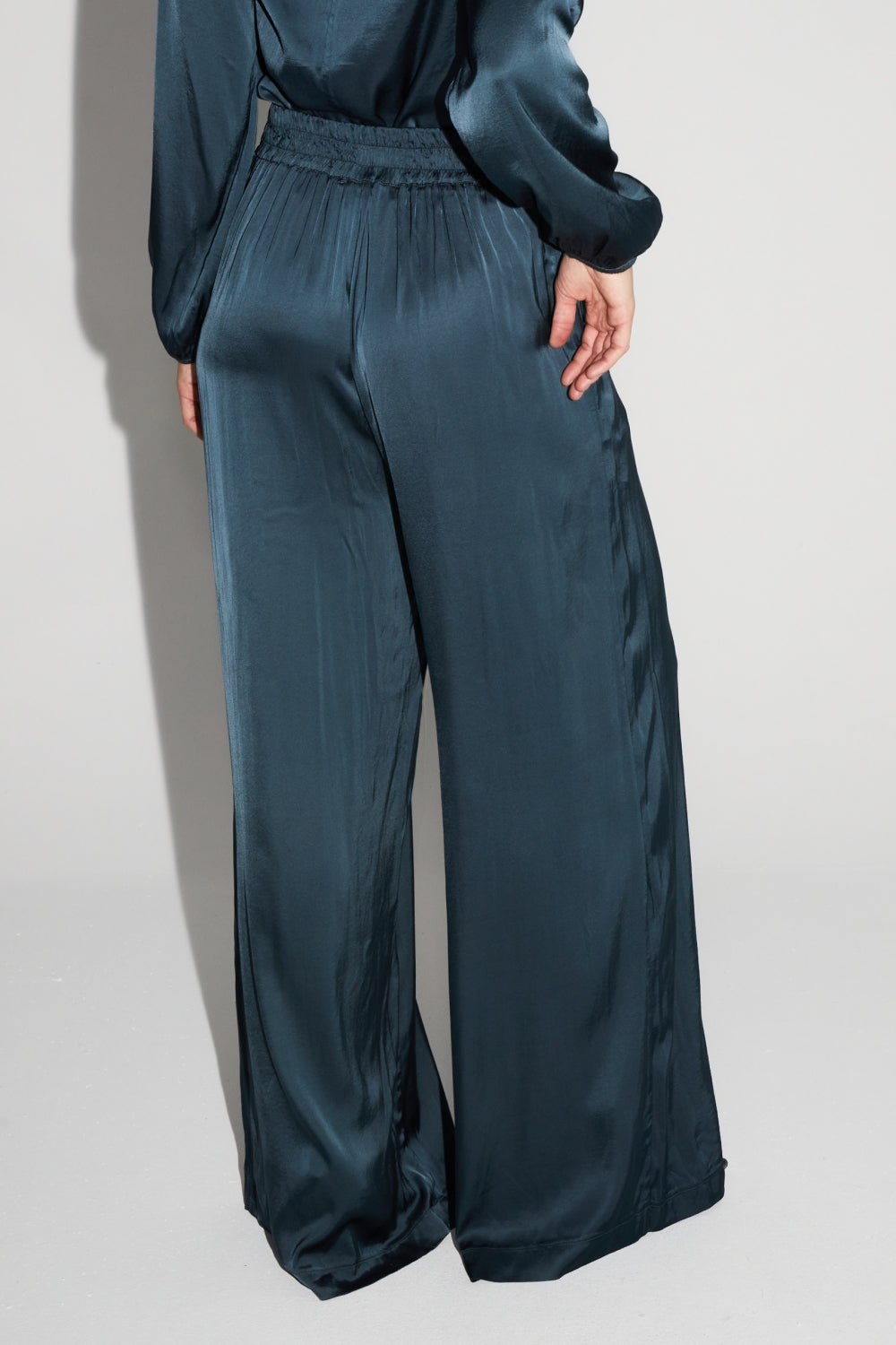 Charlie Satin Viscose Trousers Atlantic Blue Made In Italy