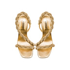 Roxana Gold High-Heel Asymmetric Sandal