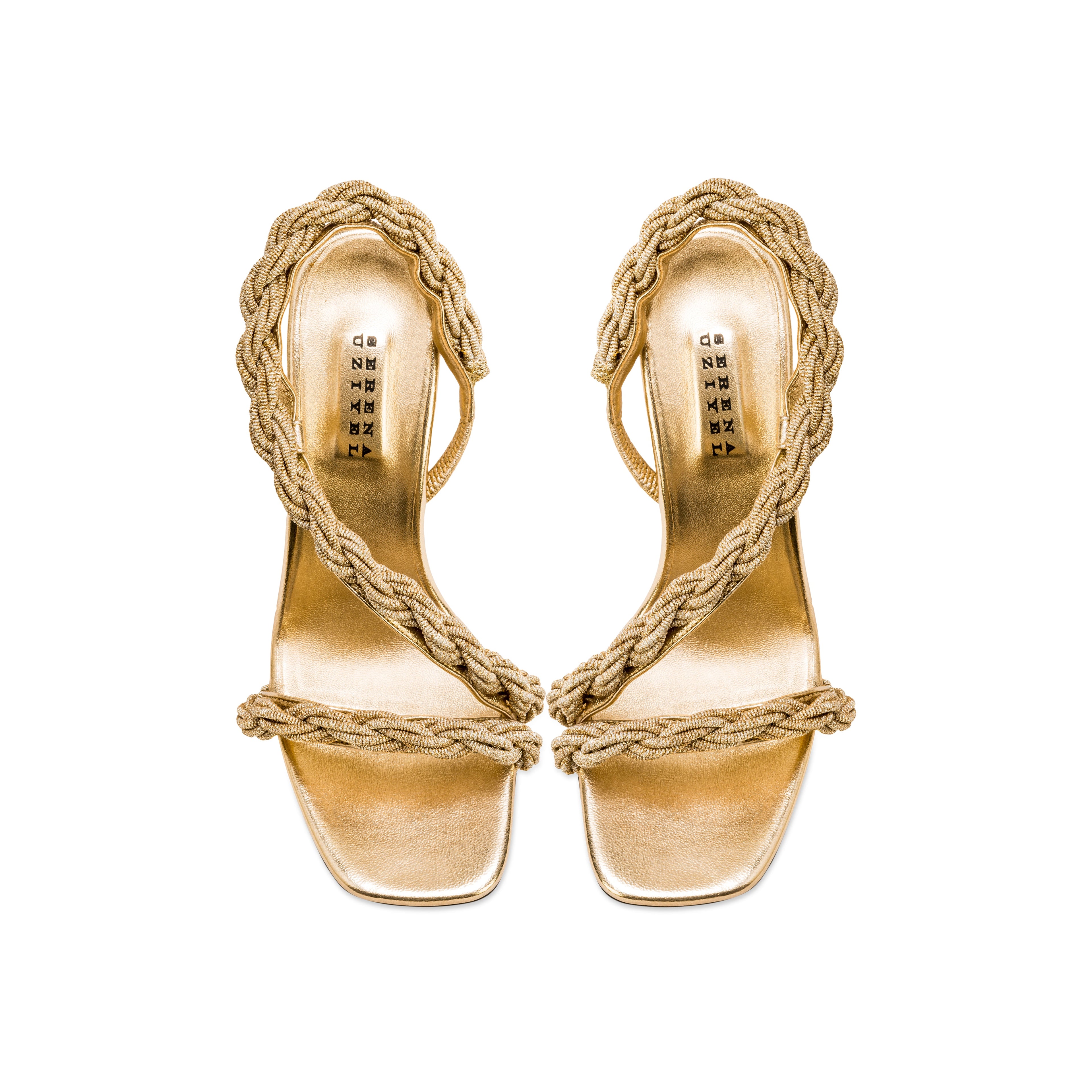 Roxana Gold High-Heel Asymmetric Sandal