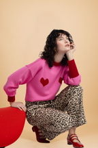 Como Pink Red Hearts Sweater