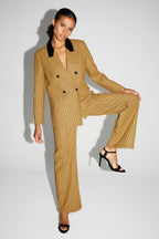 Pantalón Clark De Pata De Gallo Amarillo Made In Italy