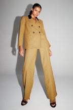 Pantalón Clark De Pata De Gallo Amarillo Made In Italy