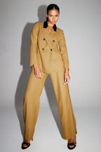 Pantalón Clark De Pata De Gallo Amarillo Made In Italy