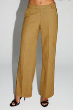 Pantalón Clark De Pata De Gallo Amarillo Made In Italy