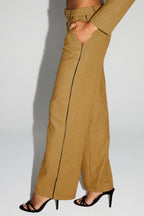 Pantalón Clark De Pata De Gallo Amarillo Made In Italy