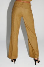 Pantalón Clark De Pata De Gallo Amarillo Made In Italy