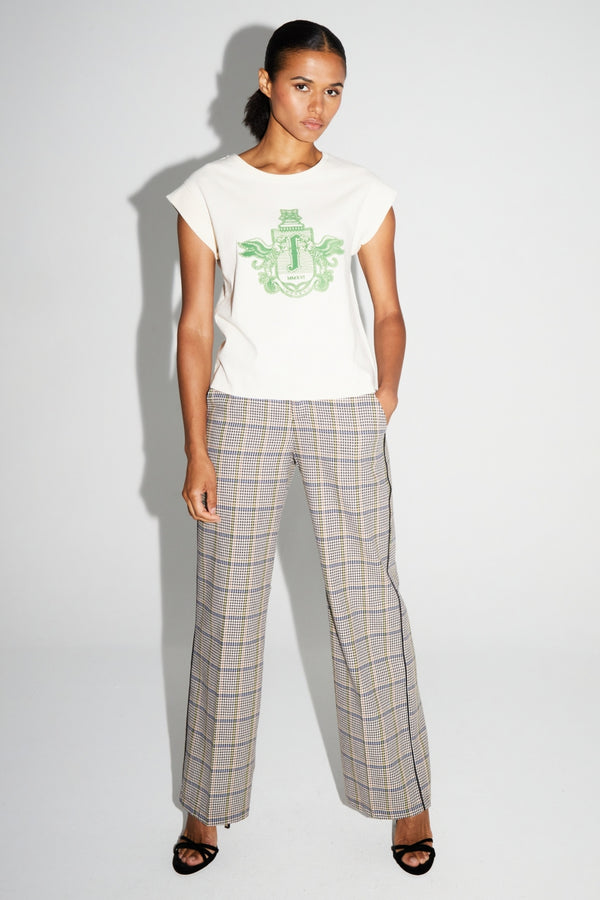 Clark Houndstooth Blue Trousers Made in Italy