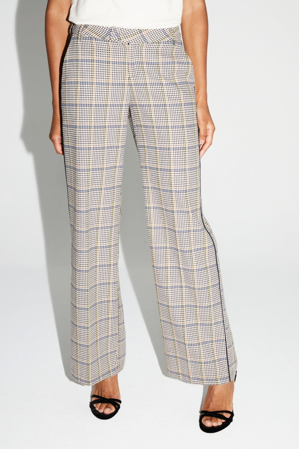 Clark Houndstooth Blue Trousers Made in Italy