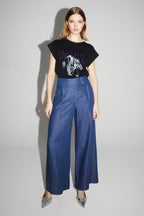 Ada Lyocell Blue Pants Made In Italy