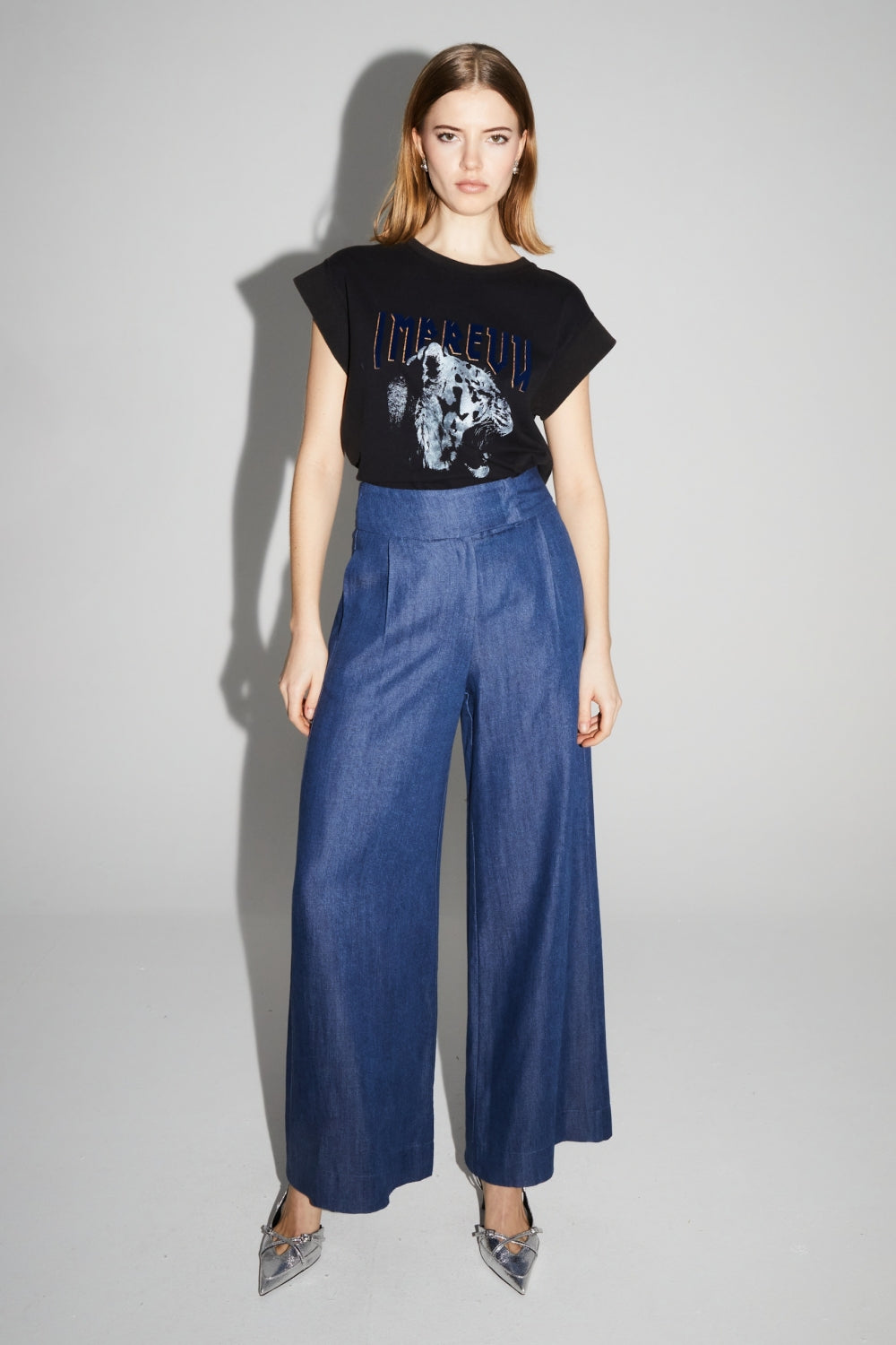 Ada Lyocell Blue Pants Made In Italy