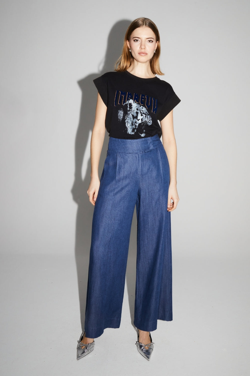 Ada Lyocell Blue Pants Made In Italy