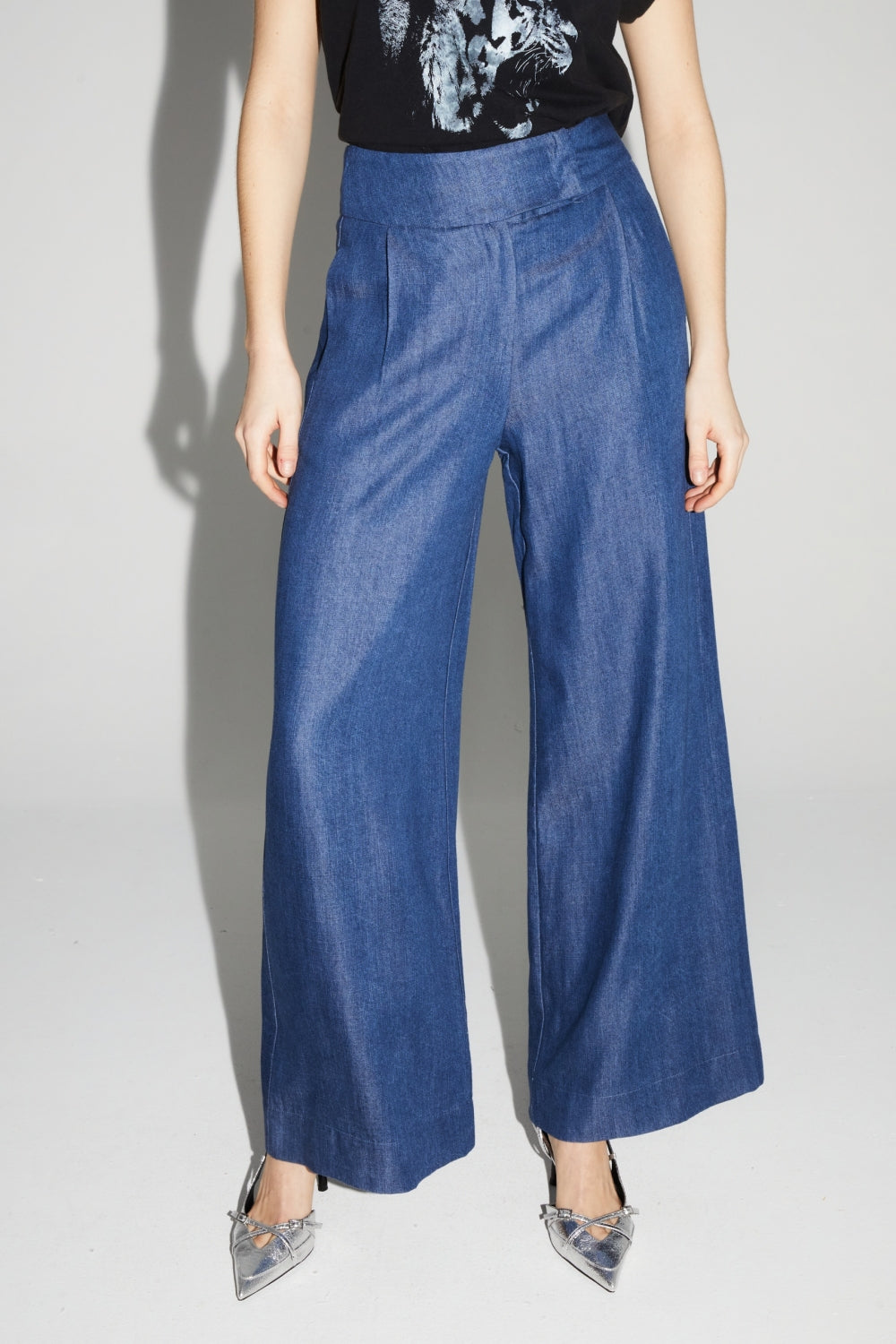 Ada Lyocell Blue Pants Made In Italy