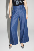 Ada Lyocell Blue Pants Made In Italy