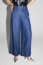 Ada Lyocell Blue Pants Made In Italy