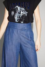 Ada Lyocell Blue Pants Made In Italy