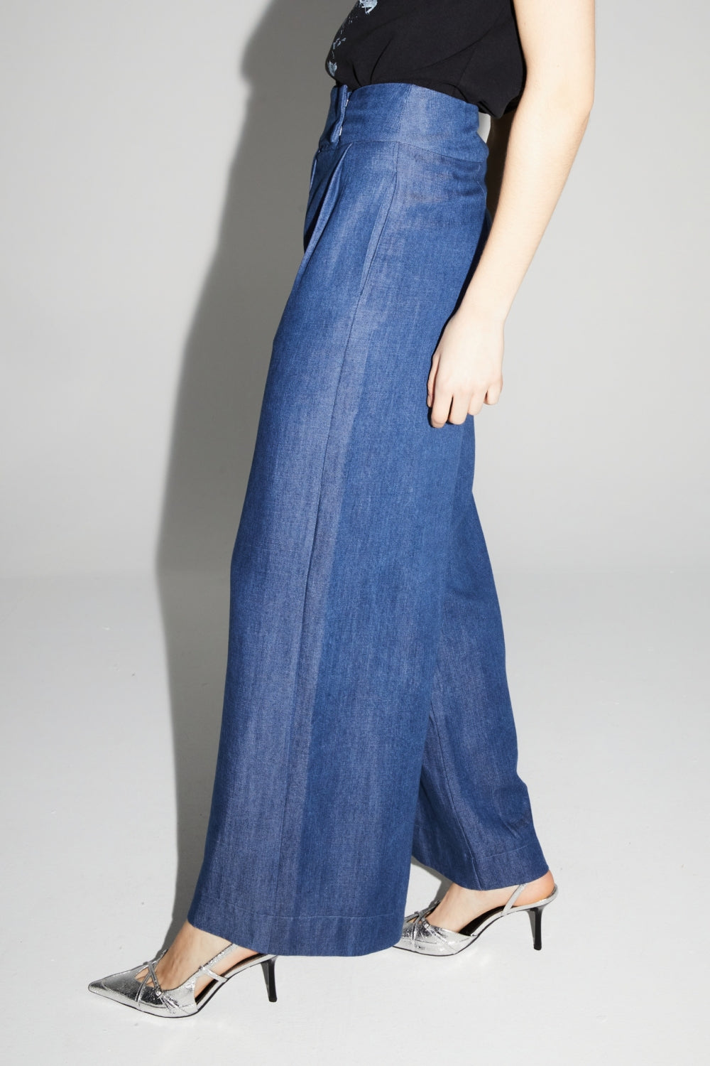 Ada Lyocell Blue Pants Made In Italy