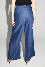 Ada Lyocell Blue Pants Made In Italy