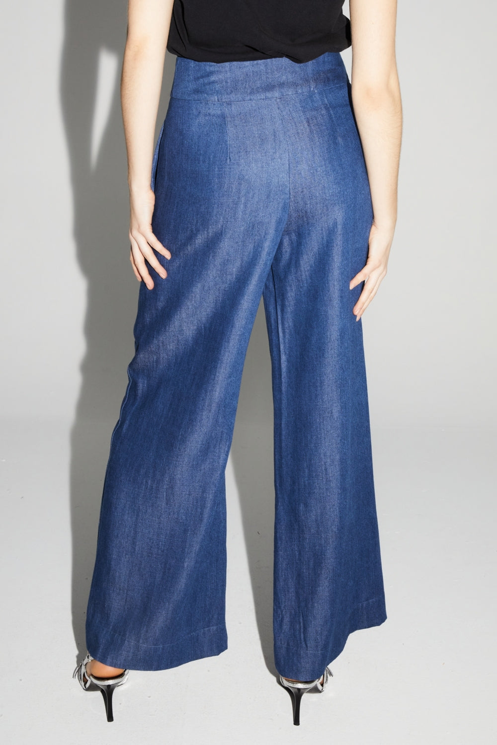 Ada Lyocell Blue Pants Made In Italy