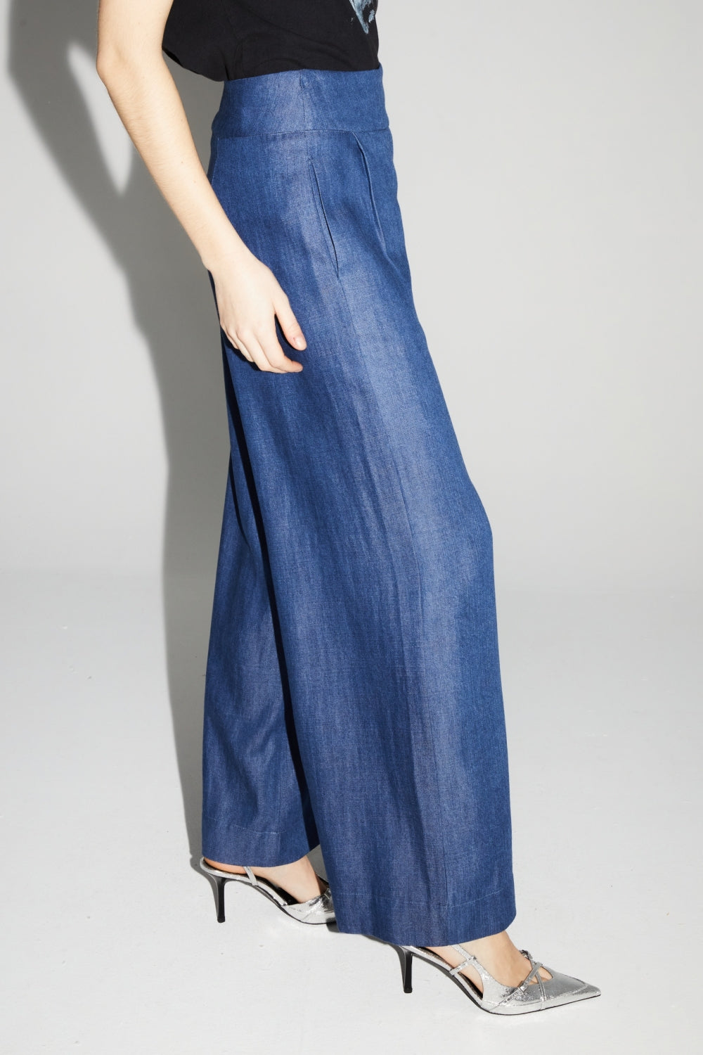 Ada Lyocell Blue Pants Made In Italy