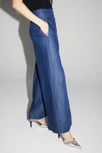 Ada Lyocell Blue Pants Made In Italy