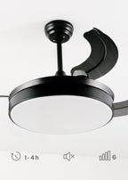 Wind Clear - Ventilador de techo silencioso de 40 W con aspas retráctiles e iluminación LED - Negro