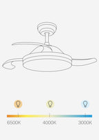 Wind Clear - Ventilador de techo silencioso de 40 W con aspas retráctiles e iluminación LED - Negro