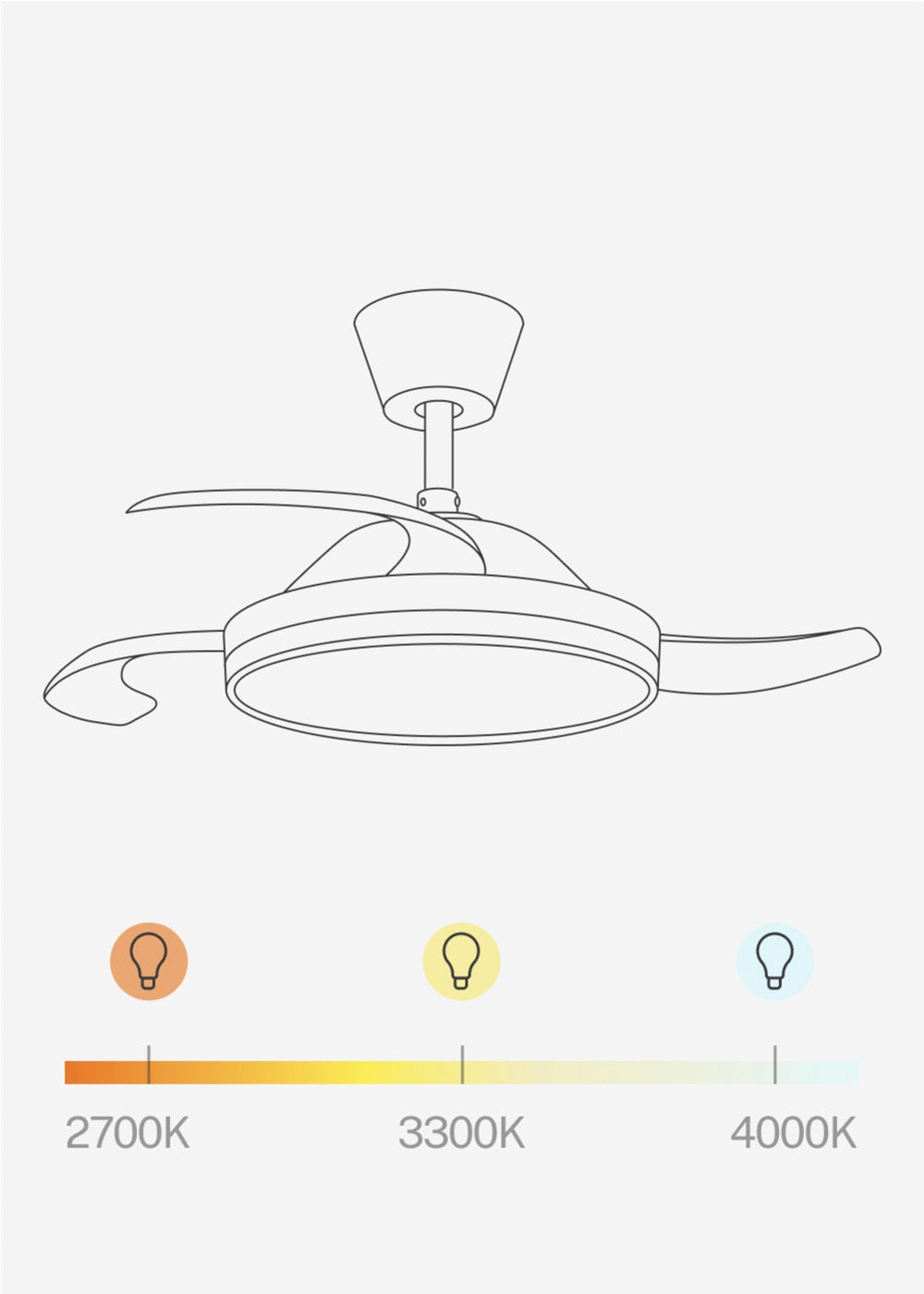 Wind Clear - Ventilador de techo silencioso de 40 W con aspas retráctiles e iluminación LED - Negro