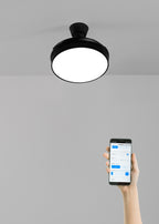 Wind Clear - Ventilador de techo silencioso de 40 W con aspas retráctiles e iluminación LED - Negro
