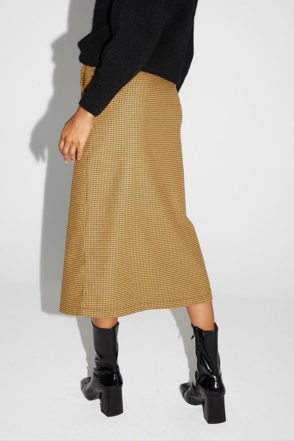 Selene Houndstooth Yellow Skirt Made In Italy