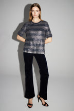 Blusa de rayas azul marino Poppy hecha en Italia