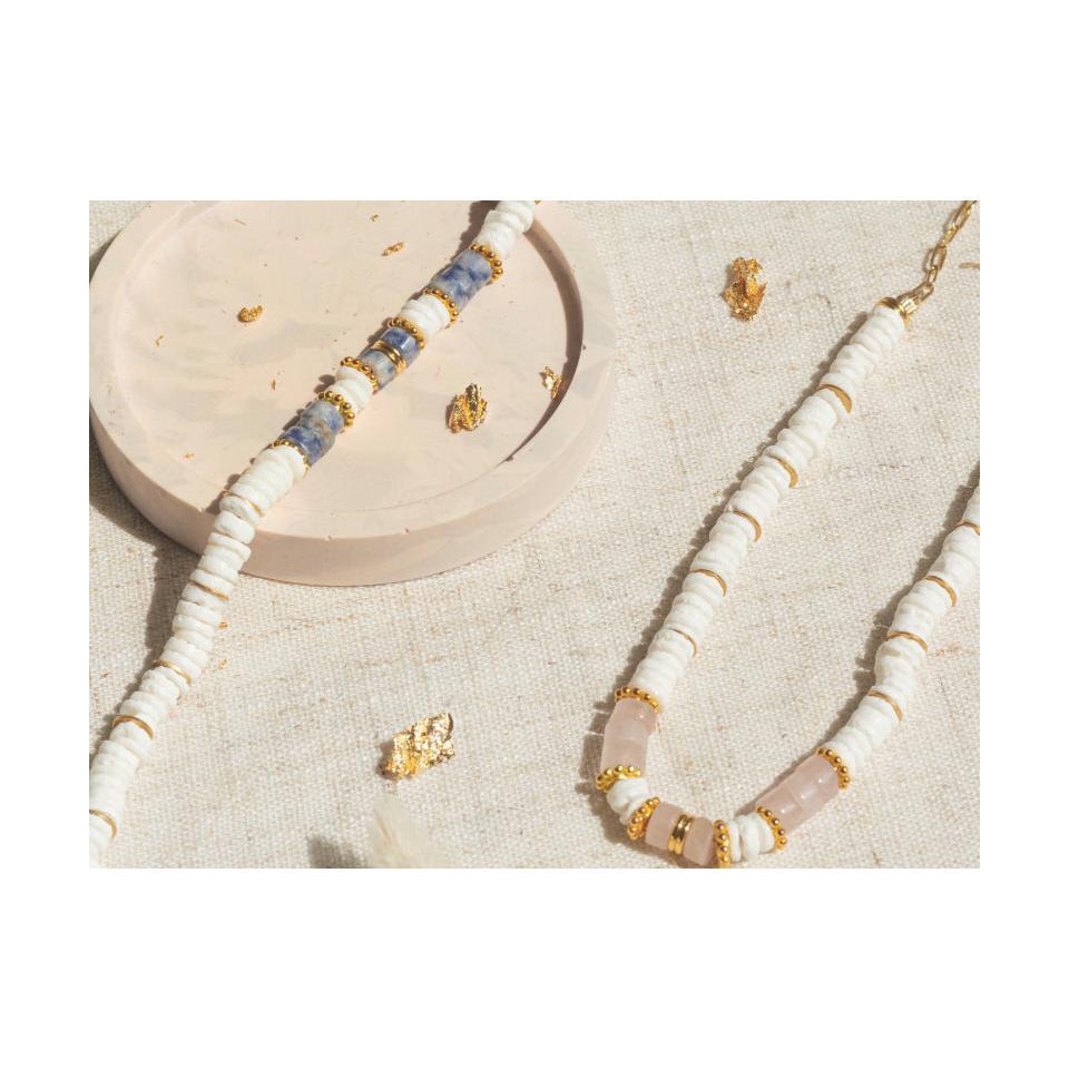 Diy Jewelry Kit - Mon Collier In Heishi Beads And Quartz