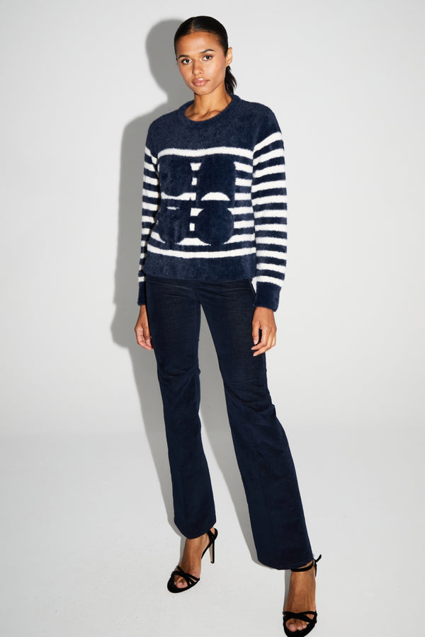 Maille Lina Fluffy Navy Fabriquée Au Portugal