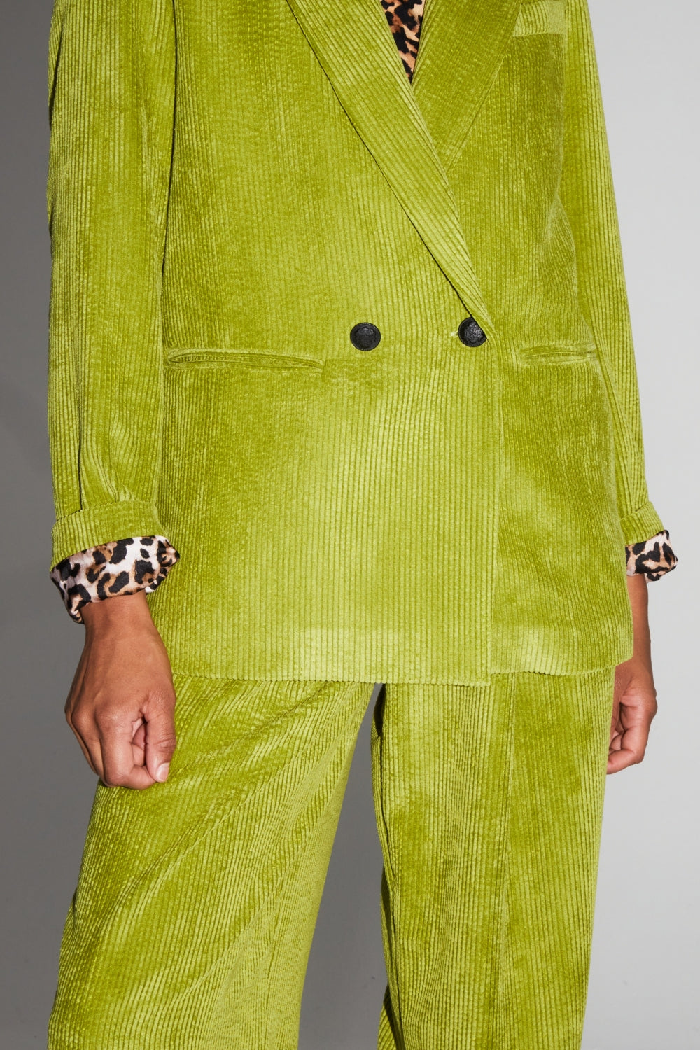 Blazer Ema Velours Vintage Vert Anisé Fabriqué En Italie