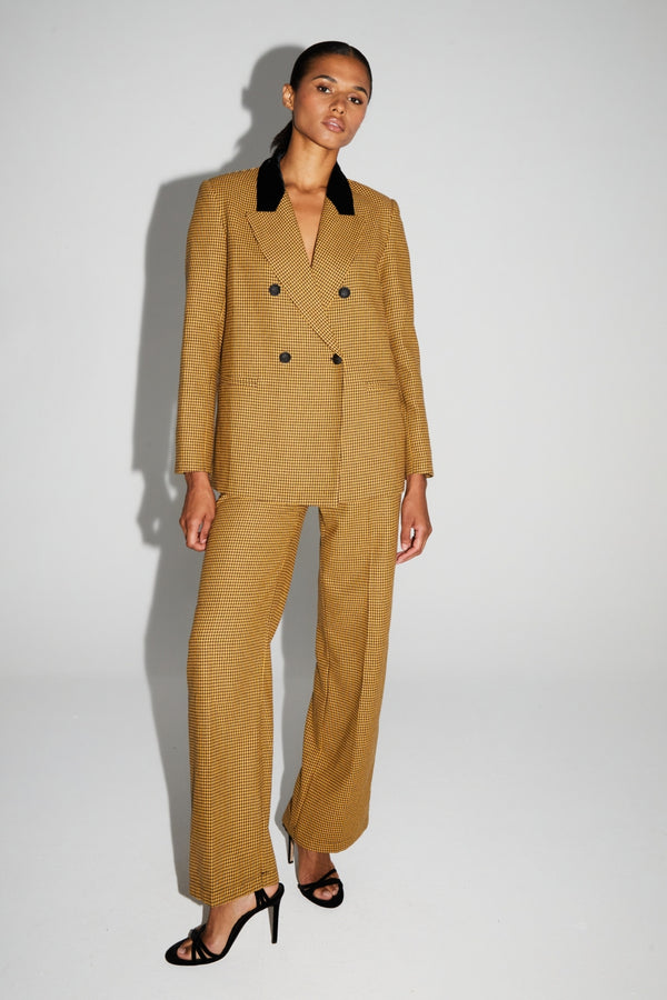 Ema Houndstooth Saffron Blazer Made In Italy