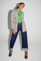 Blazer Ema Pied De Poule Lucky Star Blue Fabriqué En Italie