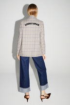 Blazer Ema Pied De Poule Lucky Star Blue Fabriqué En Italie