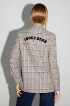 Blazer Ema Pied De Poule Lucky Star Blue Fabriqué En Italie