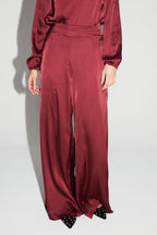 Pantalón Charlie Satin Viscosa Burdeos Made In Italy