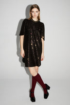 Burgundy And Gold Sequins Alix Dress, Made In Italy