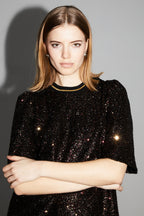 Burgundy And Gold Sequins Alix Dress, Made In Italy