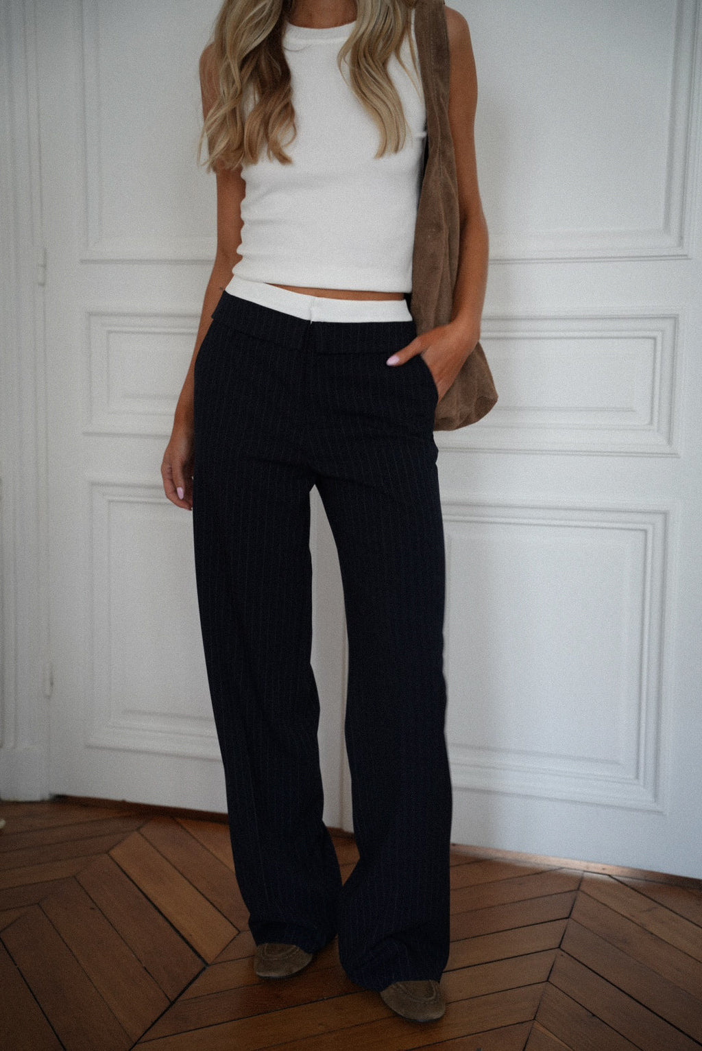 Pantalones de rayas Honoryne - Azul marino