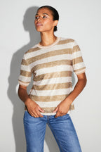 Blusa de rayas doradas de amapola hecha en Italia
