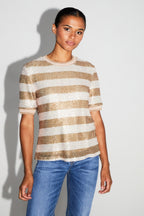 Blusa de rayas doradas de amapola hecha en Italia