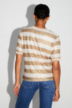 Blusa de rayas doradas de amapola hecha en Italia