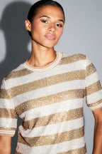 Blusa de rayas doradas de amapola hecha en Italia