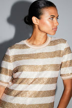 Blusa de rayas doradas de amapola hecha en Italia