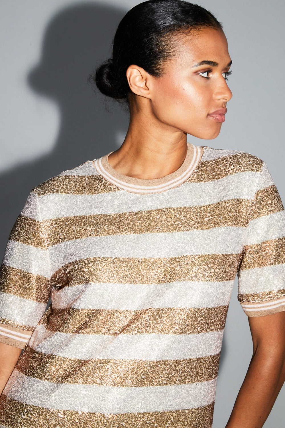 Blusa de rayas doradas de amapola hecha en Italia