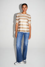 Blusa de rayas doradas de amapola hecha en Italia
