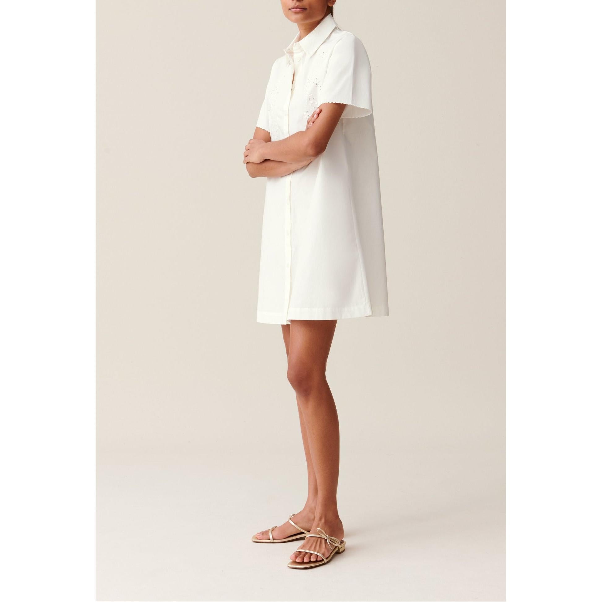 Short Embroidered Shirt Dress
